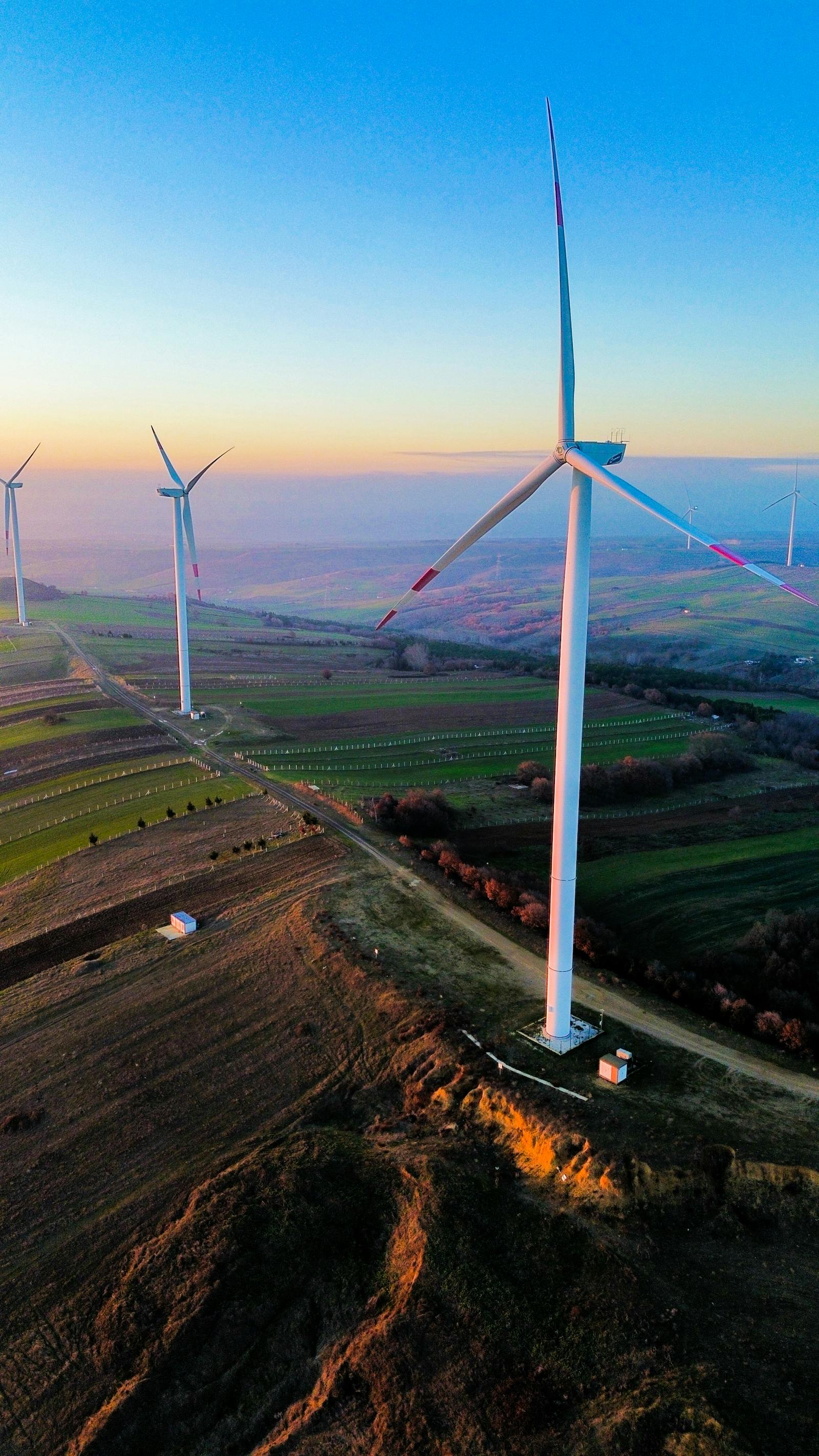 Wind turbines — sustainable energy in a green landscape